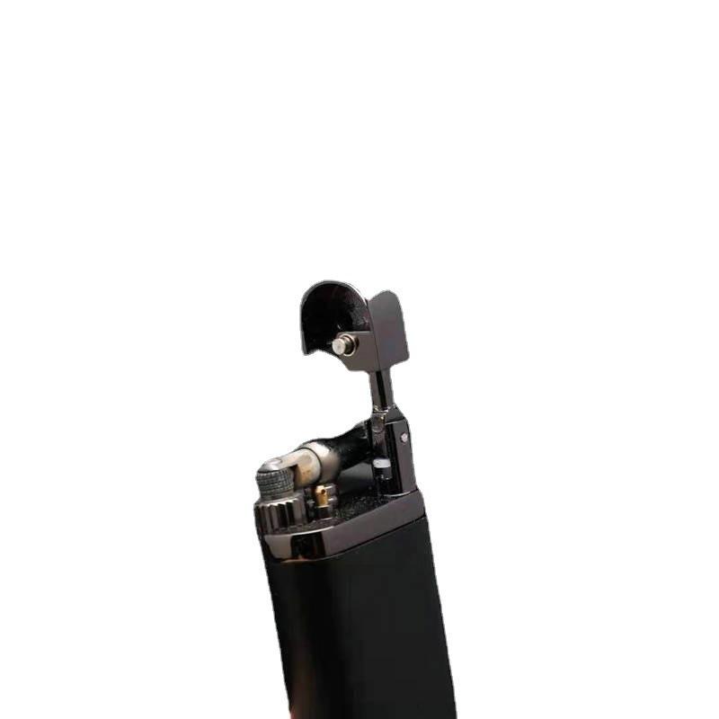 Oblique Flame Metal Cigarette Lighter - Trendy, Portable & Customizable Design for Men