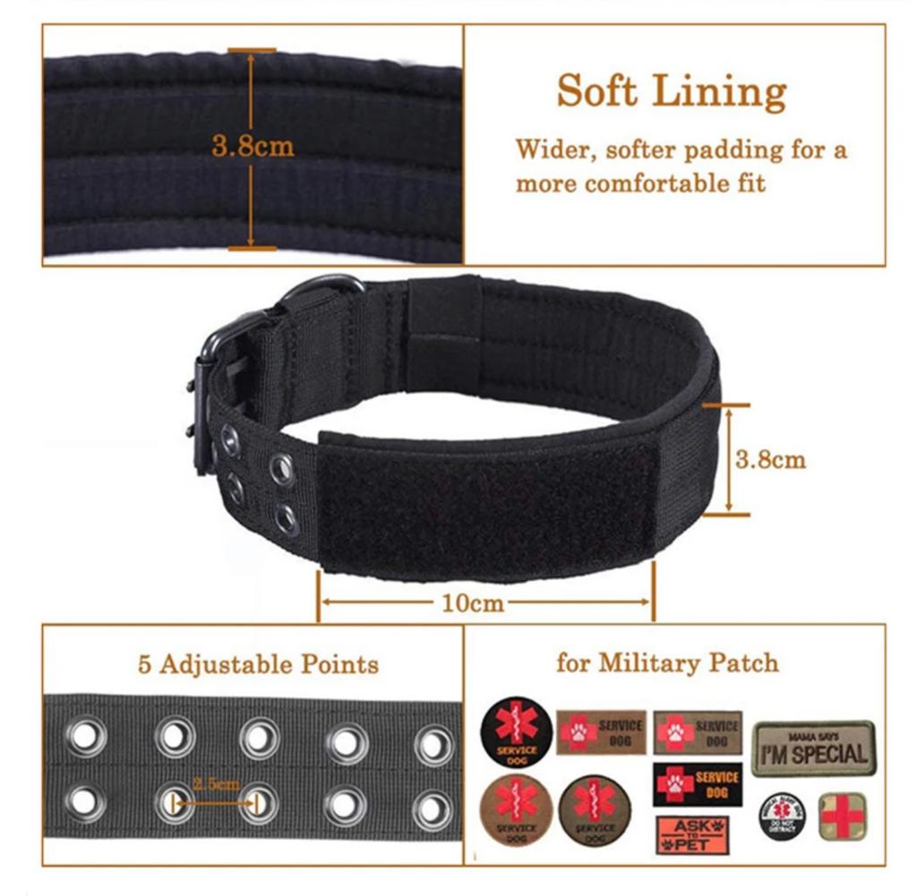 Adjustable Pet Tactical Dog Collar Durable Double Buckle German Shepherd Training Leash and Collar Large Medium Dogs Accessories