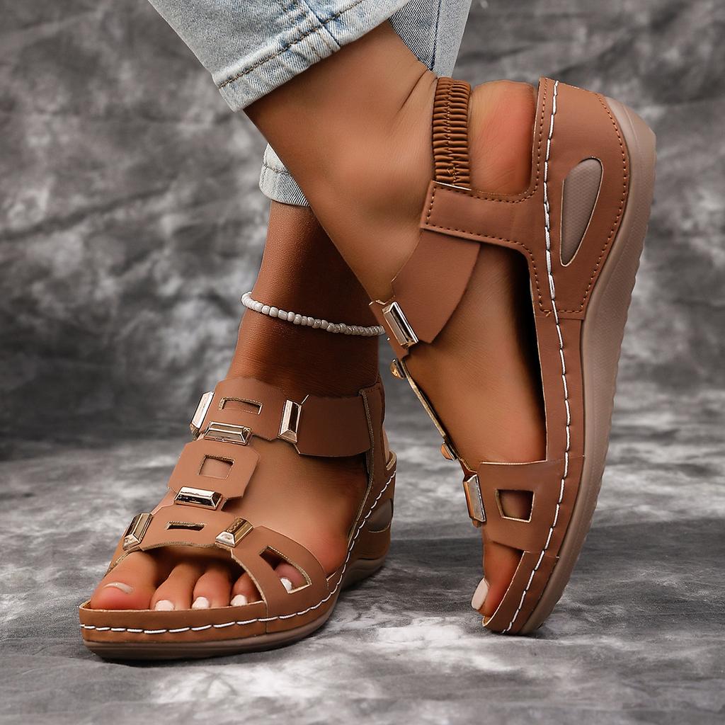 Fashionable Women'S Thick-Soled Open-Toe Sandals | Breathable Platform Heel with Ankle Straps, Slip-on Design, Elegant and Comfortable,for Casual Wear