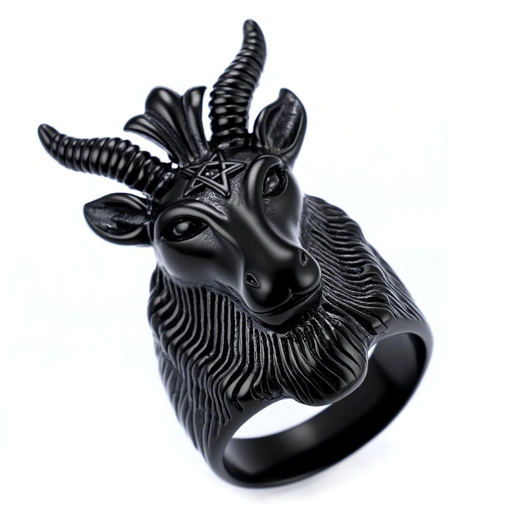 Festival Animal Series Ring Stainless Five-Pointed Star Ram Shape Men'S And Women'S Titanium Steel Retro Ring