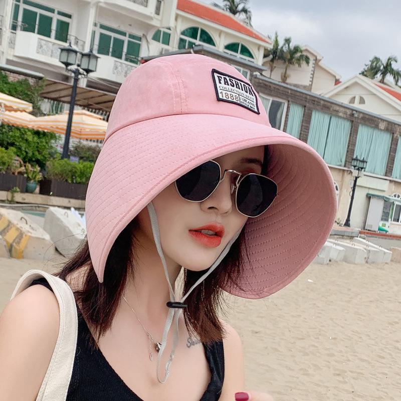 

Женская шляпа от солнца в корейском стиле с широкими полями и защитой лица для летней защиты на открытом воздухе. One Size розовый