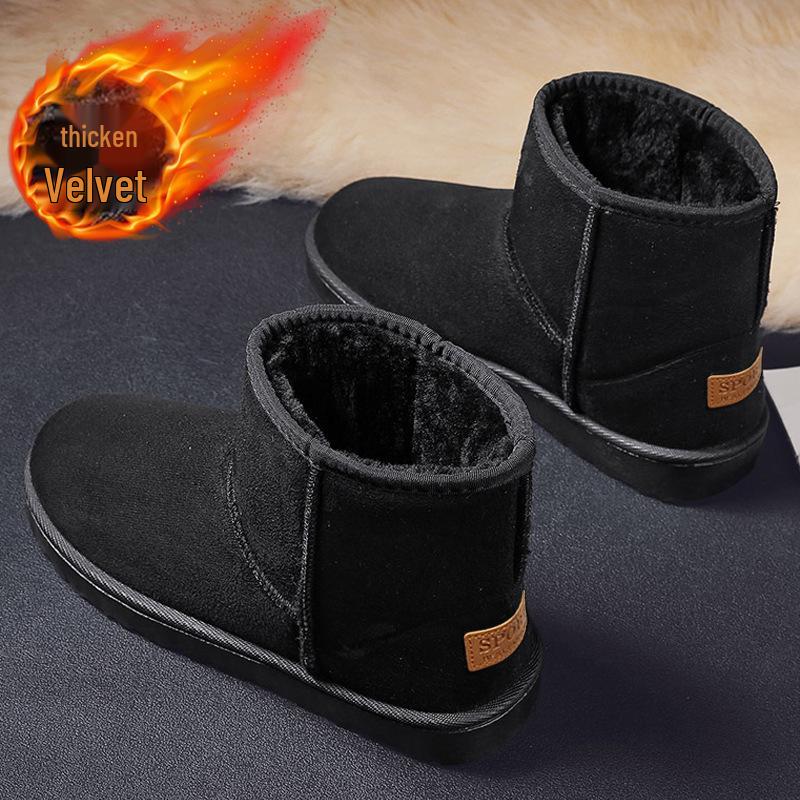 Winter Thick-Soled Snow Boots for Couples: Men's & Women's Warm, Cold-Resistant, Plus Velvet Cotton Shoes