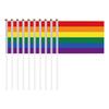 10Pcs Durable LGBT Rainbow Flags Rainbow Pride Day Rainbow Hand Flag Vivid Colors Dacron HandHeld Flag Party Decorations