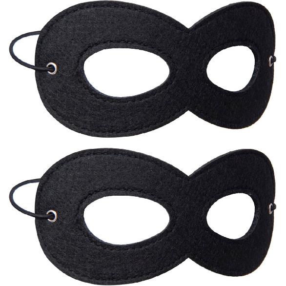 2 Pieces Black Felt Eye Mask,Halloween Costumes Masquerade Half Mask Cosplay Party Supplies for Adult Kids