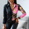 Blouses Woman Casual Office Print Shirts Autumn Fashion Button Long Sleeve White Shirt Elegant Patchwork Slim Tops Women