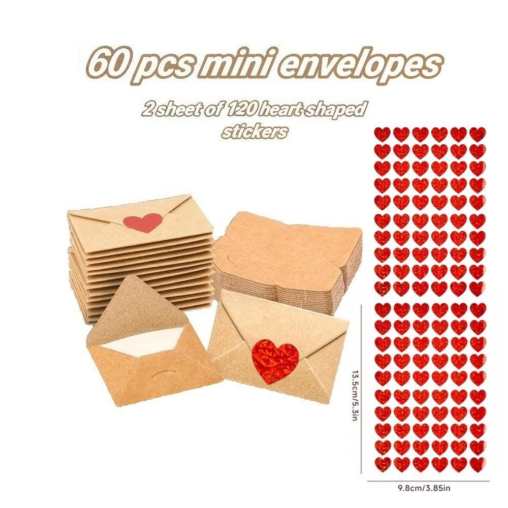 30/60Pcs Blank Mini Cards Love Letters Envelope Set Love Notes Kit  Valentine's Day