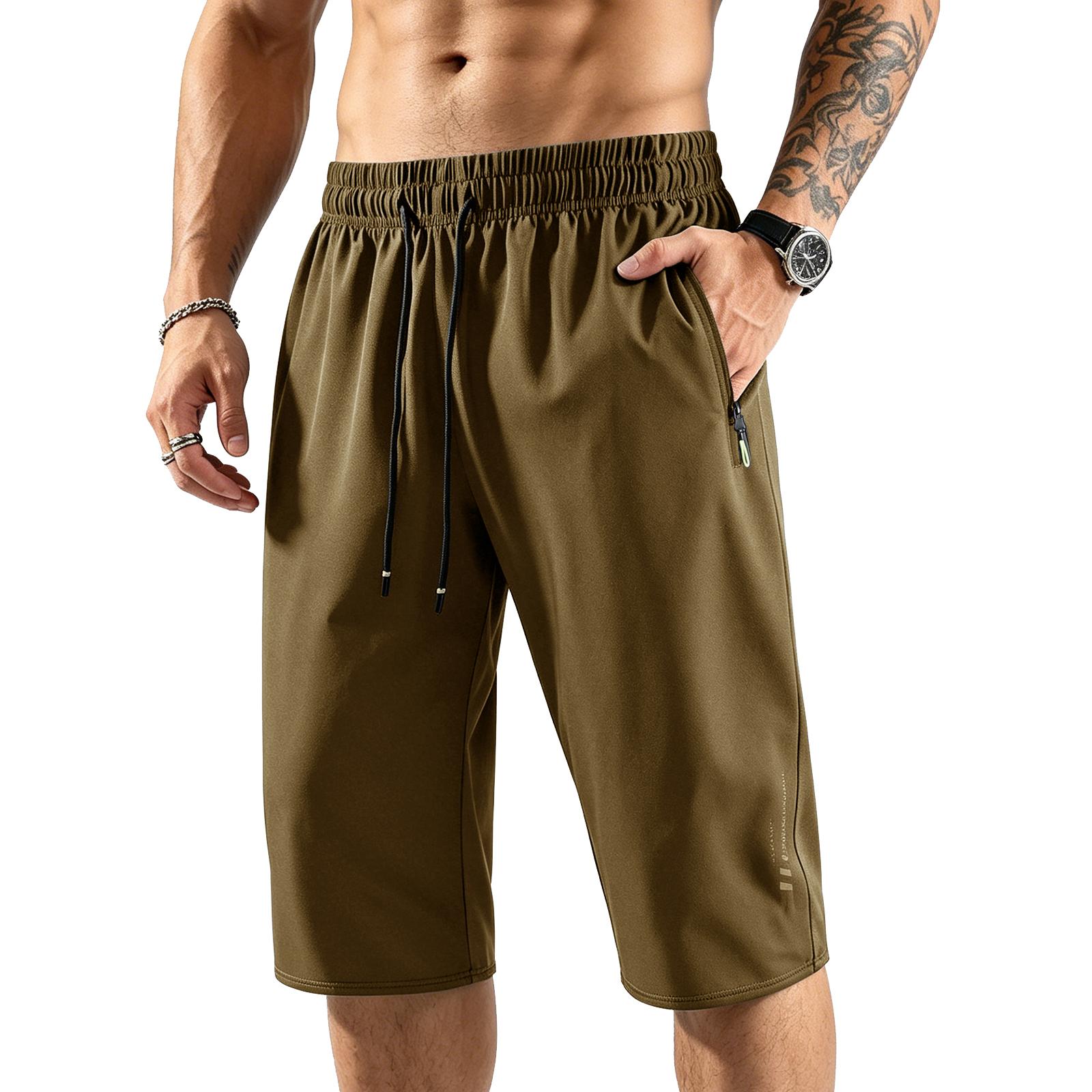 

Men s Seven-Piece Shorts Quick-Drying Straight Fit Fitness Shorts XL хакі
