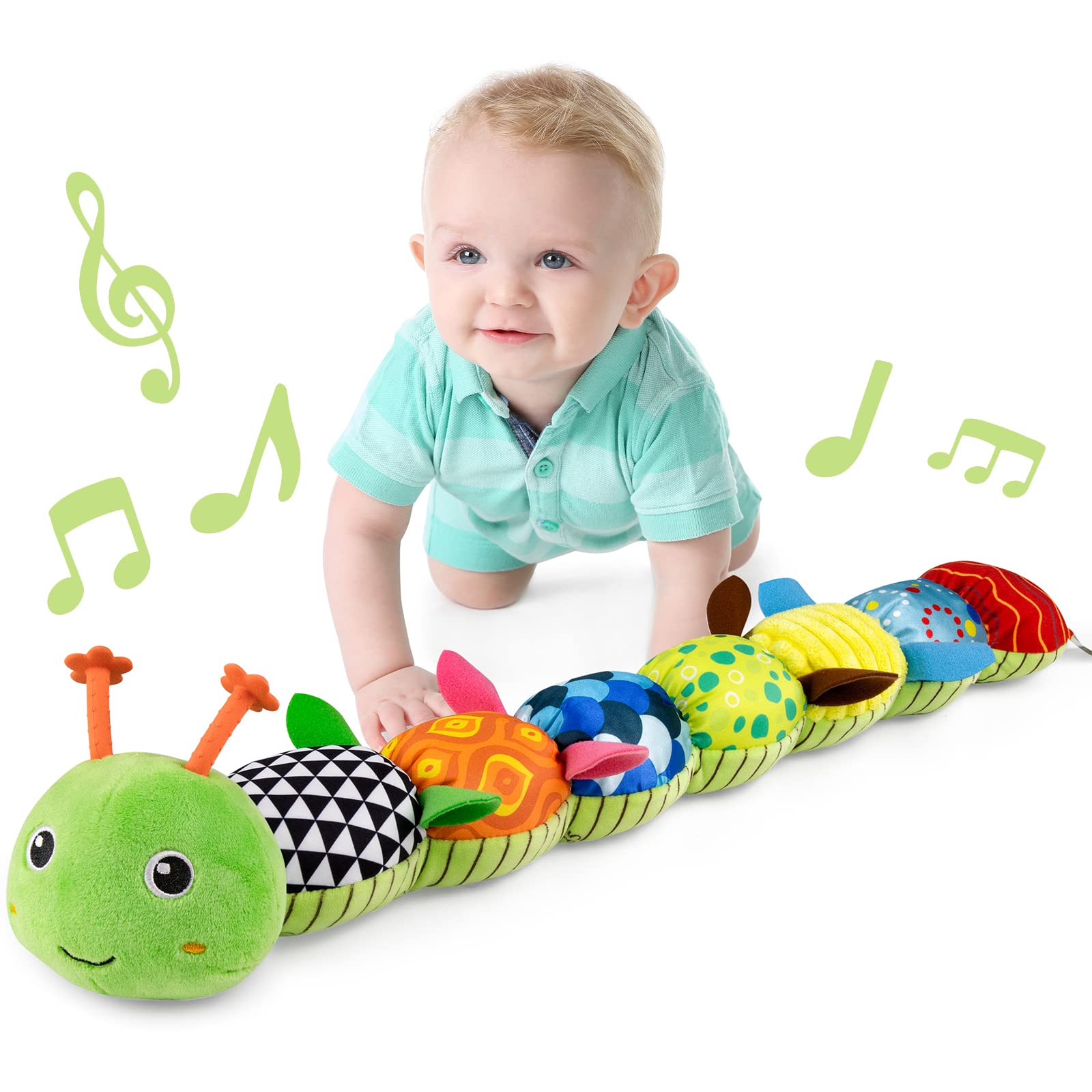 

LIGHTDESIRE Baby Toys Musical Caterpillar,Infant Stuffed Animal Toy with Crinkle and Rattles