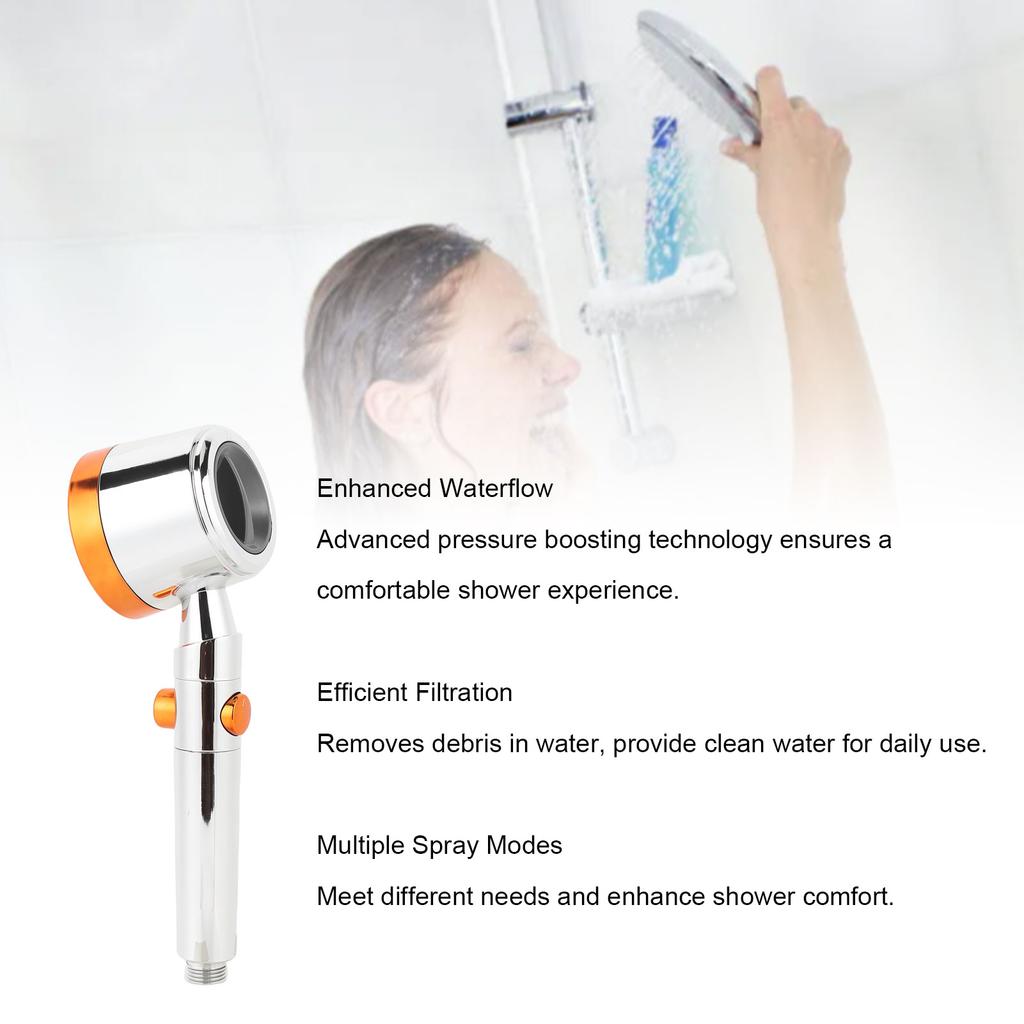 Filtered Showerhead Multiple Modes Stylish Look Pressure Boost Handheld Showerhead for Household Use Silver