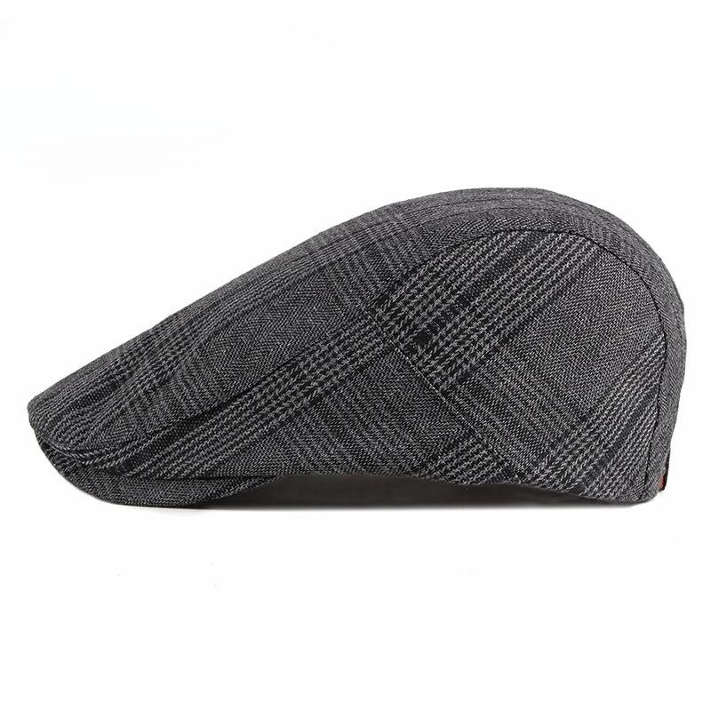 British Style Plaid Beret Hat for Men Women Retro Flat Cap Spring Autumn Newsboy Cap Fashion Duckbill Hat Unisex Cabbie Cap