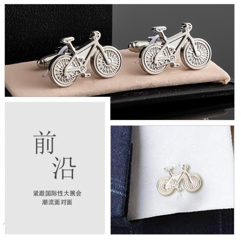 Silver Plated Bicycle Shaped Metal Cufflinks Men's French