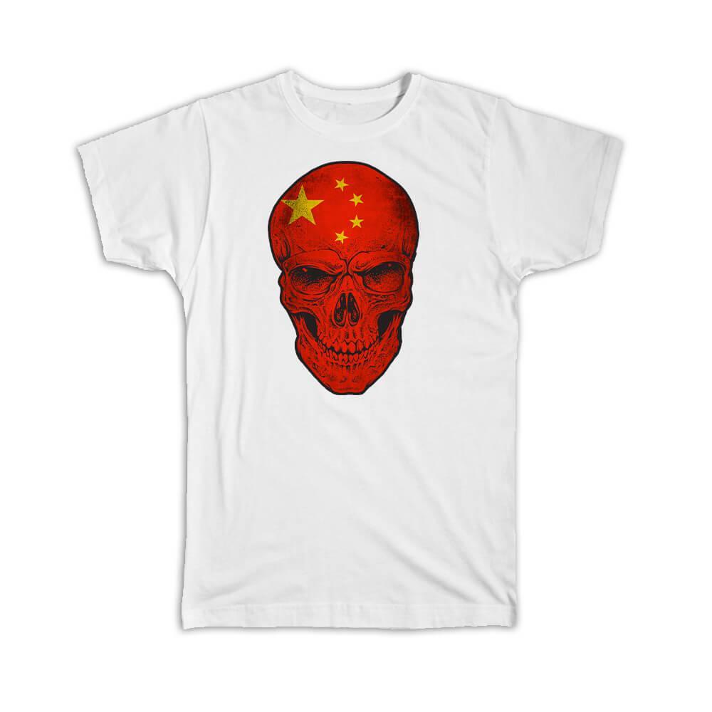 Gift T-Shirt : China Flag Skull Chinese National Colors S разноцветный