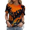 Summer Round Neck 3D Halloween Print Top Fashionable Casual Short Sleeved Women's T-shirts