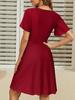 Women's Floral V-Neck A-Line Wrap Dress - Short Sleeve, Elegant & Stylish