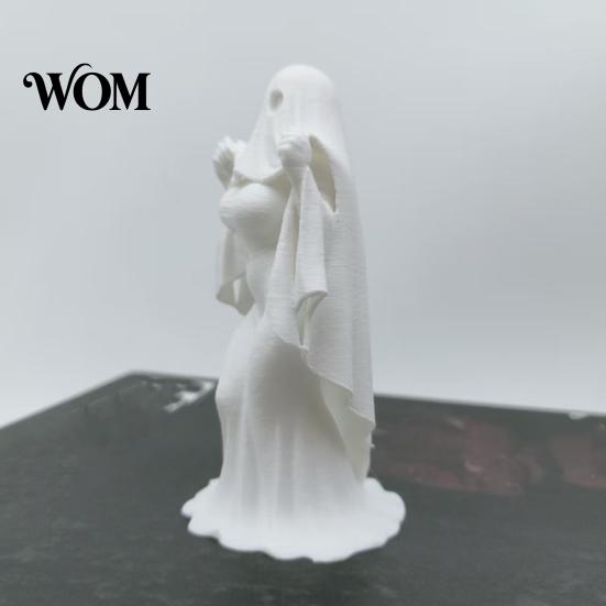Themed Window Display Decoration 3D Printed Halloween Ghost Bride Statue Ornament, Female Figure Sculpture with Anti-fall Decor Stable Base,