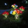1 Bundle 7-Head Color Solar Rose Simulation Garden Light, LED Ground Inserted Atmosphere Decoration Light for Pathway Patio Gard