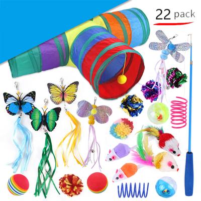 Colorful Pet Toys Set Cats Fishing Rod Funny Cat Stick Tunnel Variety Combinations Supplies