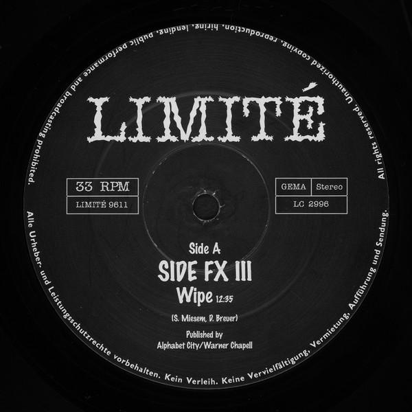 

12inch Record SIDE FX - III LIMITÉ9611 Limité 1996 Germany Dance & Electronica