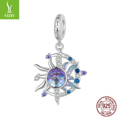 Accessori Ciondolo Fai da Te Magico Sole Luna Vintage, Bracciale in Argento Sterling S925 con Perline per Gioielli