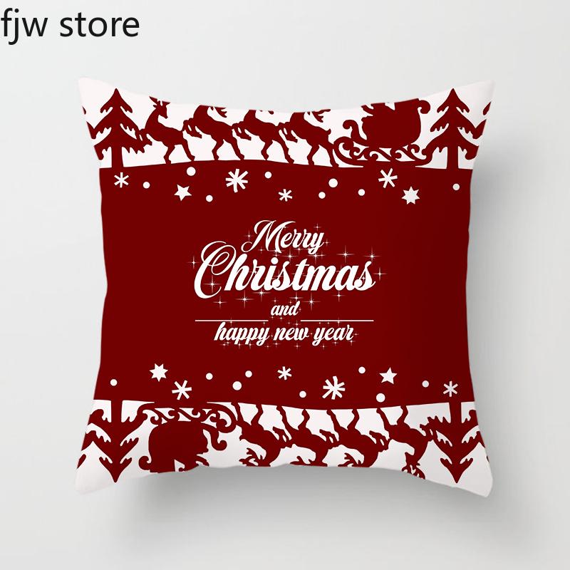 Merry Christmas and Happy New Year Decorative Pillow Cover Sofa  Ornament Office Chair Cushion  Hotel Home Decor