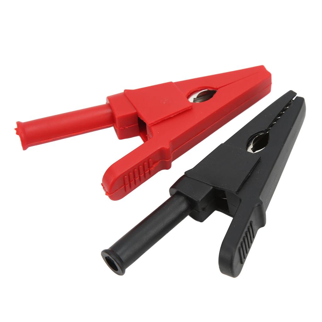 10pcs Electric Test Clip Brass Red Black 4mm 0.2in Hole 20mm 0.8in Open Type Copper Testing Clamp for Power Test