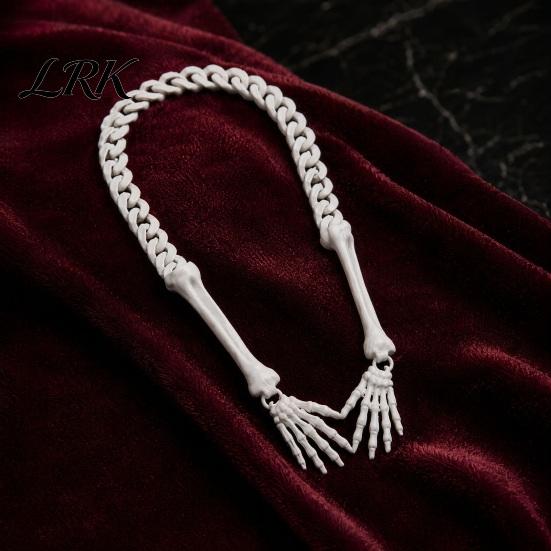 Halloween Necklace Gothic Skeleton Hand Necklace, Punk Cosplay Skull Claw Palm Choker, Costume Jewelry for Men Women