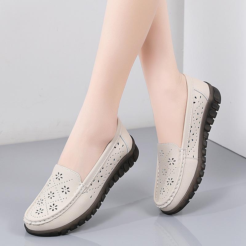 Autumn Leather Soft Sole Fashion Casual Women's Single Shoes Comfortable Non-slip Wear-resistant Mother Shoes Versatile Doudou Shoes Women