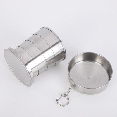 Stainless Steel Expansion Cup Outdoor Folding Cup with Key Ring Small Expansion Cup Water Cup