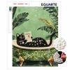 Framed Pearl Art DIY Kit with Cute Cat In Bathtub Pattern 3D Sparkling Bead Canvas Painting Handmade Gift for Home Decoration Wall Art Hobby