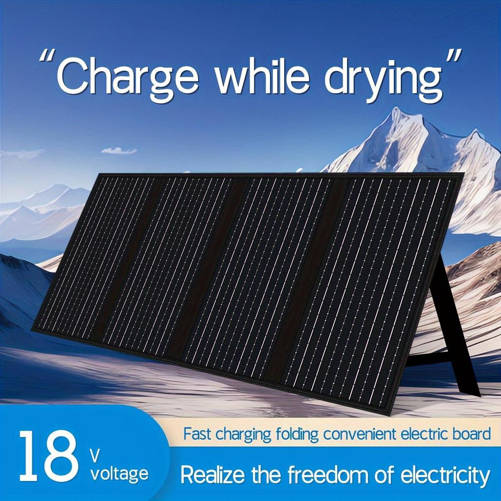 75W Bærbart solcellepanel med fast stativ Sammenleggbart solcellepanel dobbel USB Hurtiglading QC3.0 TYPE-C DC 3.0 for camping 18V solenergi generator strøm