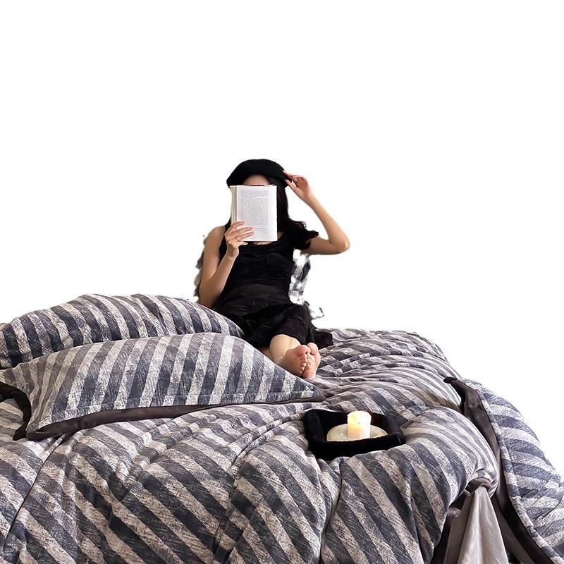 250G Milk Fleece Digital Printing Light Luxury Four-Piece Set 1.5M Bed Sheet Four-Piece Set, Cloth