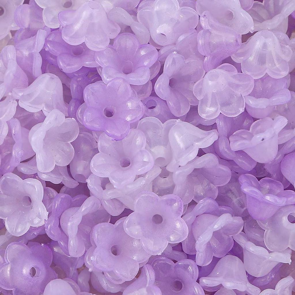 500g Acrylic Bellflower Beads Gradient AB Colorful Charm Trumpet Flower Pendant for DIY Jewelry Making Earrings Accessories