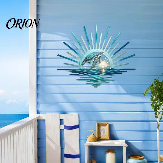 Mermaid Wall Hangings Metal Ocean Decor, Turtle/Lighthouse/Mermaid Pattern Weather Resistant Outdoor Decor Art Sculptures for Patio Garden And Living