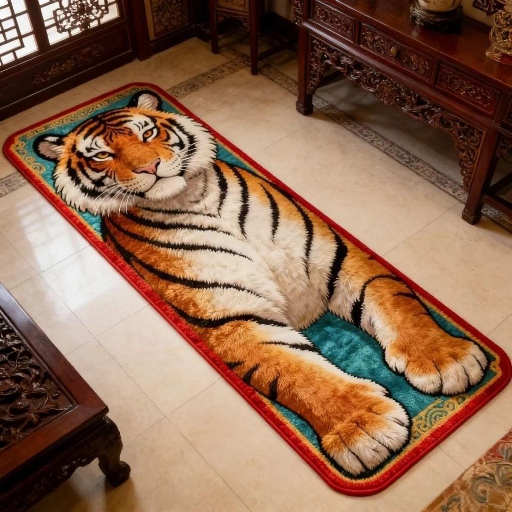 2D Flat Tiger Doormat Non-slip Bedside Rug Unique Bedroom Carpet  Home Decor
