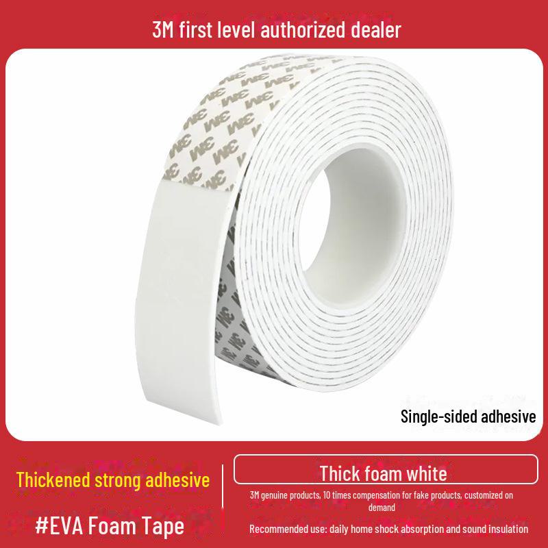 Fita de espuma dupla face de alta viscosidade 3M - Fita EVA espessa, resistente à água, isolante de som e com absorção de choque