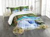 Set Copripiumino Natura, Cascata Scrosciante Decorativo Set Biancheria da Letto a 3 Pezzi con 2 Federe, Misura Queen Full, Verde Felce Blu