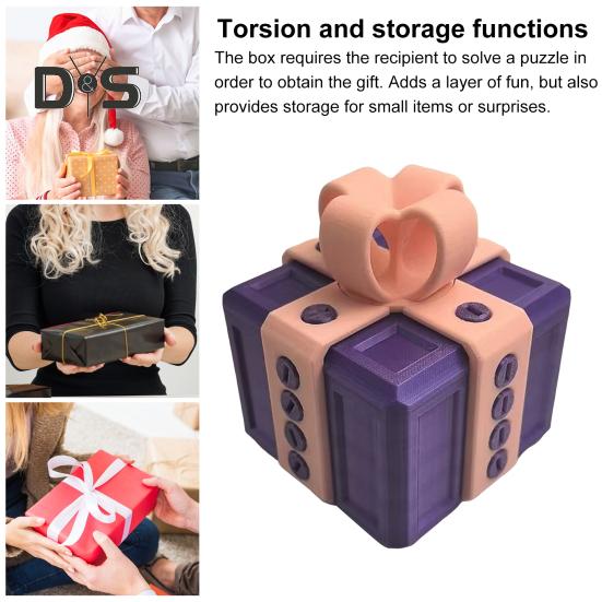 3D Printed Annoying Gift Box with Screws Colorful Square Puzzle Present Box Assembly Disassembly Toy Home Office Bookshelf Desktop Decoration Ornament