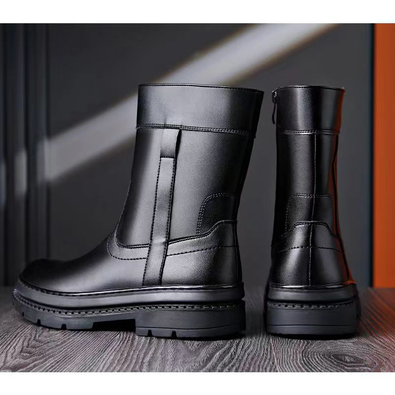 Fashion men fashion chelsea boots genuine leather shoes cowboy autumn winter platform boot designer handsome high motorcycle botas