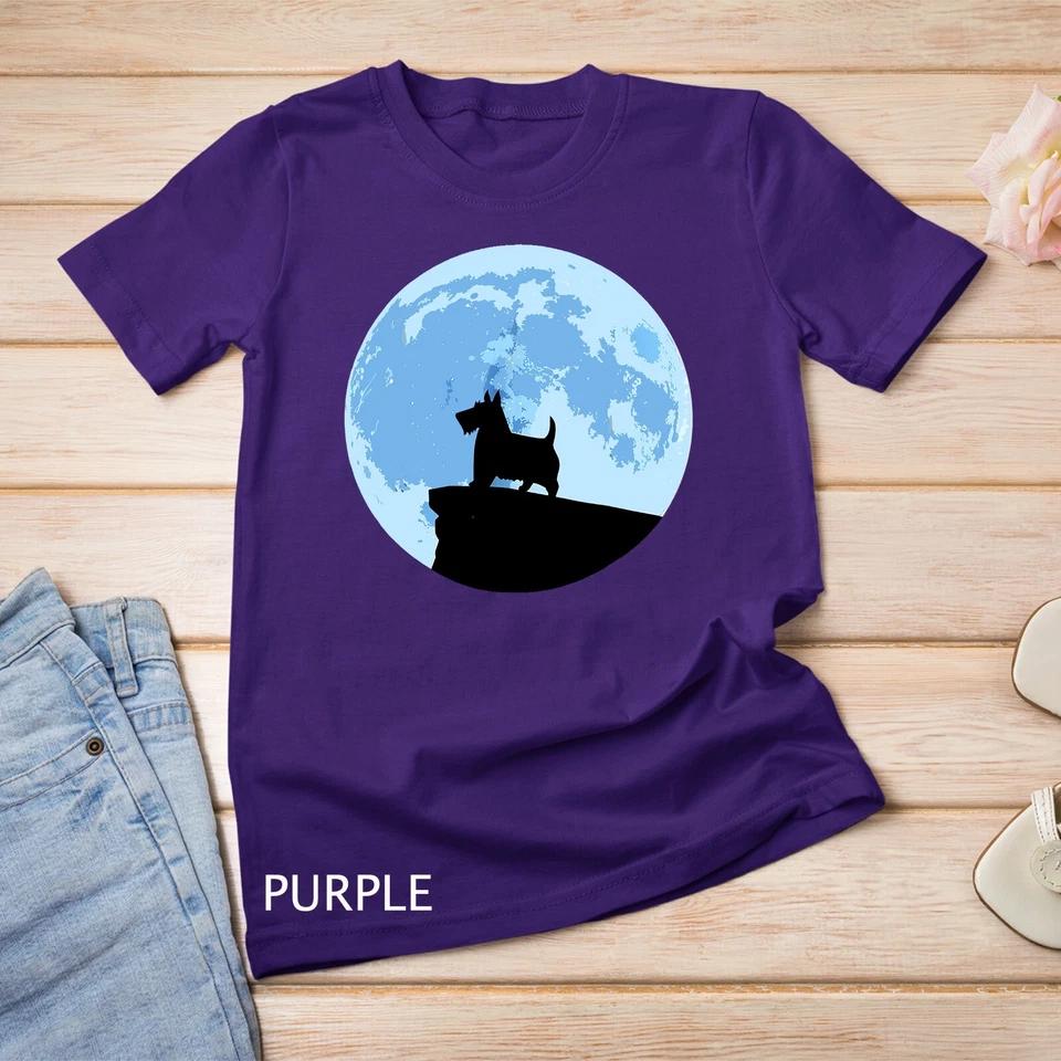 Scottish Terrier Scottie Dog Moon Silhouette Unisex T-shirt 6 L