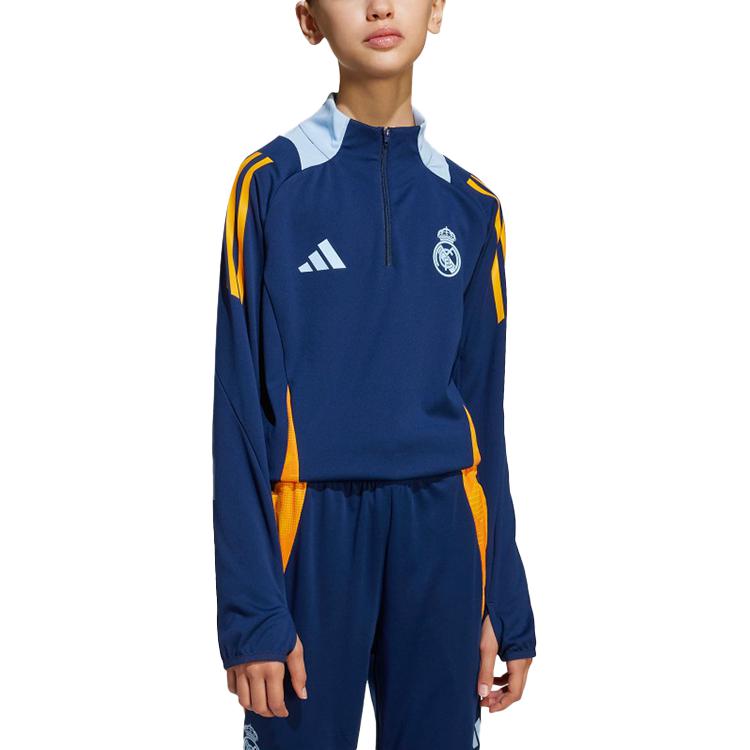 adidas Sweatshirt Real Madrid C.F Navy Blue/Dark Orange Yellow/Glossy Finish Blue Teenagers JE4208