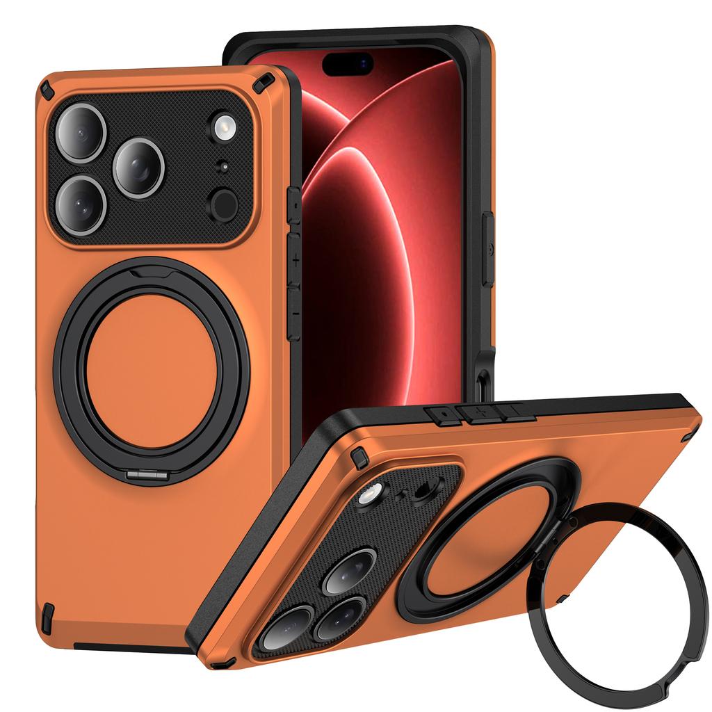 For Magsafe Magnetic 360°Rotating Metal Bracket Armor Phone Case for IPhone 18 Pro Max 15 16 17 Pro Max Plus 18 Pro Bumper Cover