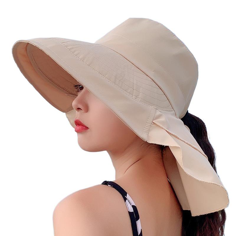 New Hat Women's Summer Neck Protection Sun Protection Sun Hat Travel Big Edge Bucket Hat Outdoor Cycling Sun Hat