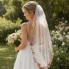 Embroidery Lace Floral Lace Bridal Veil Floral Applique Edge Wedding Veil  Bridal Wear