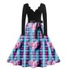 Women's Casual Fashion V Neck Long Sleeve Cute Printed Vintage Long Dress