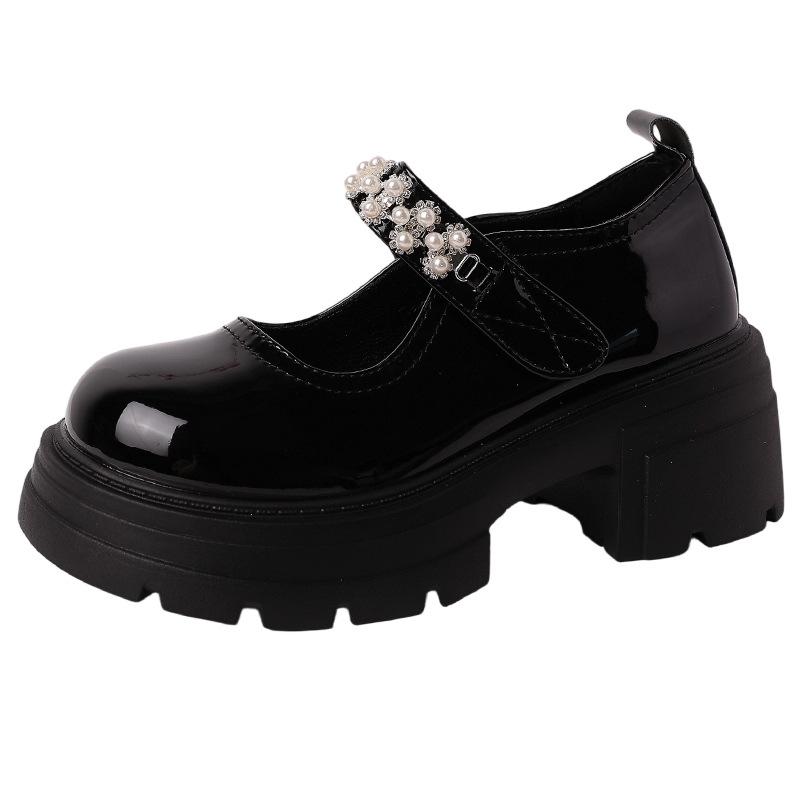 French small fragrant style loafers fashion platform shoes Mary Jane shoes women's summer pearls versatile small leather shoes