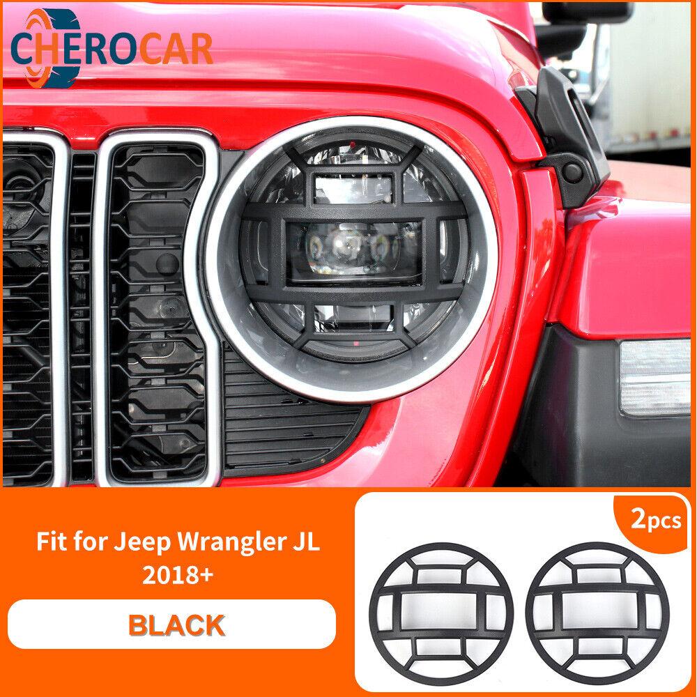 Front Light Covers Headlight Bezel Guards For Jeep Wrangler JL JT 18+ Exterior