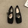Fashion Comemore French Retro Style Ballet Single Shoes Women Square Head Soft Bottom Mary Jane Shoes Solid Color Lace Up Casual Flats