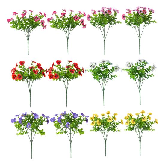 

12 шт. искусственных цветов анютины глазки, устойчивых к ультрафиолетовому излучению, искусственные шелковые цветы, красочные искусственные анютины глазки для украшения оконного ящика, крыльца, двора, патио разноцветный