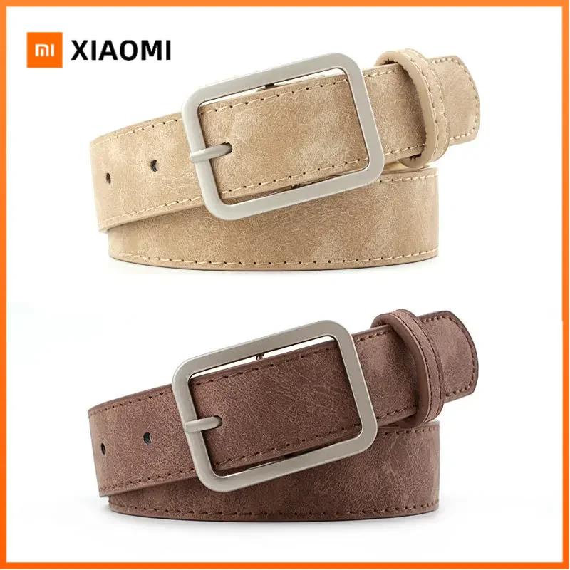 Xiaomi Fashion Square Pin Buckles Belts Women Silver Buckle Leather Belts for Jeans Retro Wild Belts for Women Waistbands Student Strap