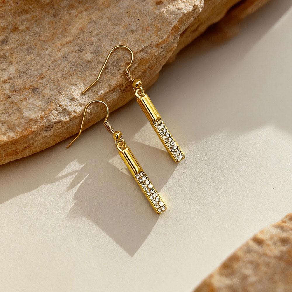 Elegant Gold Stick for Women Pendant Necklace Drop Earring Geometry Wedding Jewelry Sets